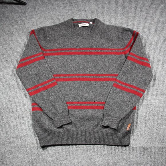 Ben Sherman Lambswool Sweater Men XL Gray Red Stripe Vintage Stylish Warm Granpa - Picture 1 of 8